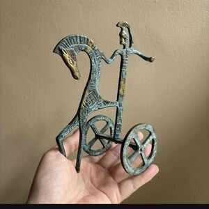 MCM Verdigris Horse and Rider Sculpture